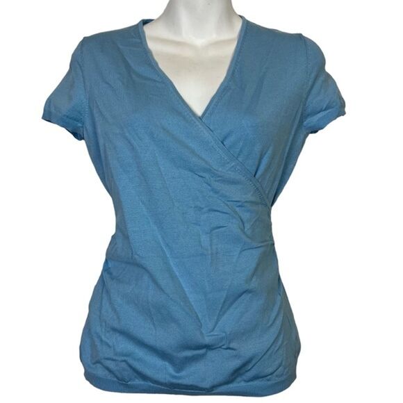 LOFT Sweaters - Ann Taylor Loft Y2K Silk Blend Knit Thin Short Sleeve Wrap Look Sweater NWT XS